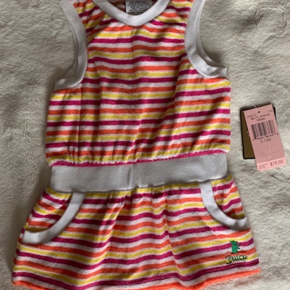 NWT'S JUICY COUTURE TERRY CLOTH DRESS SIZE 6-12 MONTHS- MULTI STRIPE - Picture 4 of 5